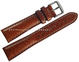 19mm deBeer Havana Chrono Leather Mens Distressed Watch Band Strap Tan