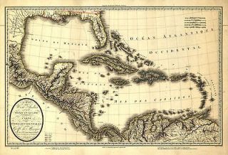 1806 Map,AMERICA Quality Historic Print,Mexico, Florida,Caribb ean