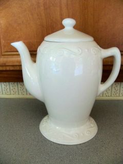 Partylite Sidewalk Cafe Warmer Teapot P8105 White Porcelain Tea Lite