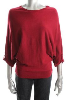 Grace New Red Solid Dolman Sleeves Crew Neck Pullover Sweater M BHFO