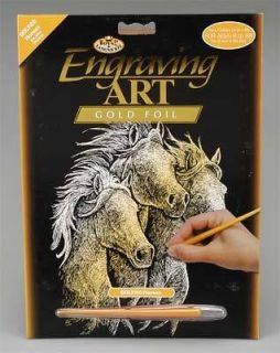 scraperfoil scratch art kit horses gold foil 