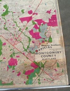  Vintage Wall Map Montgomery County Md Maryland Hearne 50x68 School