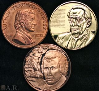 Jewish Medal Trio: Eli Wiesel, Louis Ginzberg & Heinrich Heine