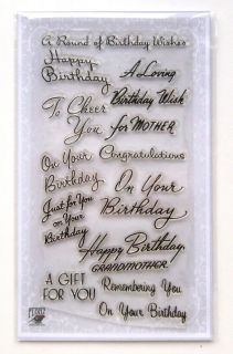 FLONZ happy birthday wish greeting vintage sentences word clear stamps