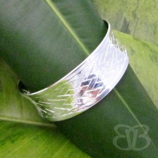 925 Sterling Silver Plated Bangle Elegant Cuff Bracelet Adjustable New
