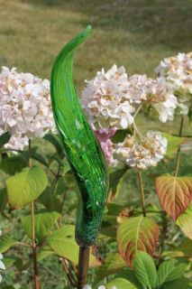 Grass Green Glass Leaf Garden Art Sculpture Outdoor Decor