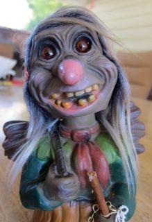 Vintage 1960s HEICO Bobblehead Troll Witch West Germany ORIGINAL