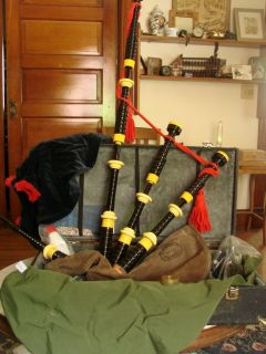 Hardie African Blackwood Bagpipes with Accessories
