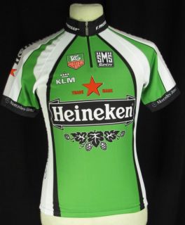 Cycling Jersey M SS Road Bike Shirt Heineken Green White Half Zip