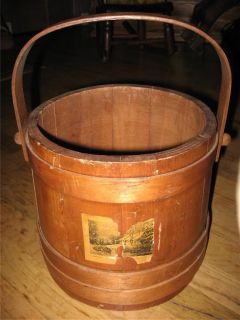 Primitive Antique Wood Firkin Sugar Bucket