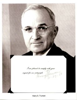 Harry s Truman Autograph 33rd President 34th Vice President Senator