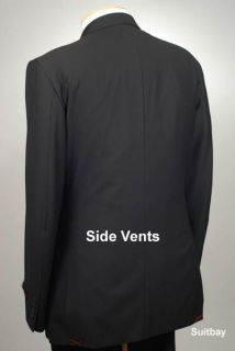 48R Suits Steve Harvey Solid Black Mens Suit XH07