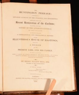  Peerage Account House of Hastings Henry Nugent Bell First Ed