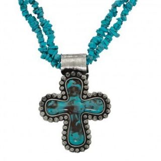 Montana Silversmith NC1215 Blue Earth Cross Pendant Necklace Turquoise