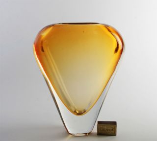 Herz Vase Sommerso massiv Murano Glas um 1960 Qualität klar