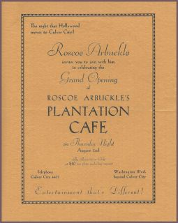 11 Culver City 1928 Grand Opening Invitation Roscoe Arbuckle