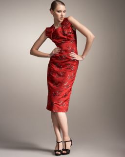 Carolina Herrera Bird Flock Jacquard Dress   Neiman Marcus