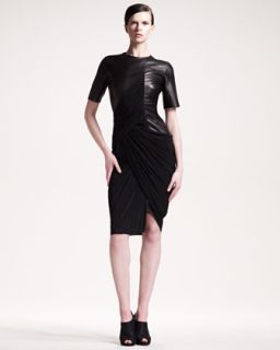 Alexander Wang Jersey/Leather Combo Dress   Neiman Marcus