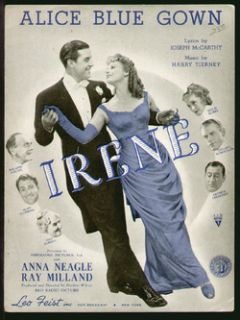 Irene 1940 Alice Blue Gown Anna Neagle Movie Vintage Sheet Music