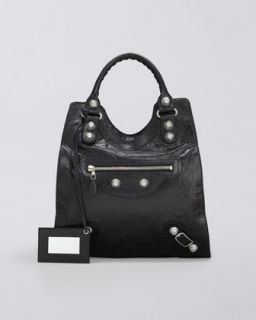 Balenciaga Giant Nickel Folder Shoulder Bag, Black   