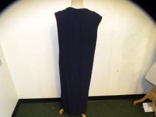 Hermes Navy Sleeveless Silk Deep V Neck Dress 44 12