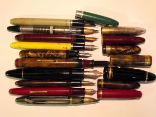  Mixed Lot Vintage Fountain Pens Look 14k Gold