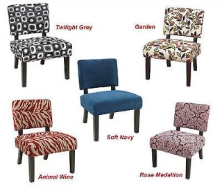  Wood & Pattern Fabric Armless Accent Chair  Living Room Bedrm Dining