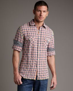 Arnold Zimberg Check Woven Shirt, Pink Black   Neiman Marcus