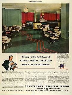 1942 Ad Armstrong Linoleum Floor Drum Room Hotel Hayes Jackson