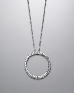 David Yurman Pave Diamond Crossover Circle Necklace   