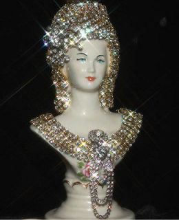  art Deco Fountain Lamp JEWELED porcelain Lady bust table chandelier