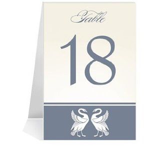 Wedding Table Number Cards   Swan Blockcut Pewter #1 Thru