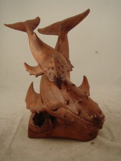 12 Bali Natural Parasite Wood w Suar Wood Mother & Baby Whale