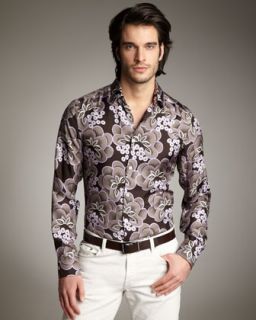 Versace Collection Floral Print Silk Shirt   