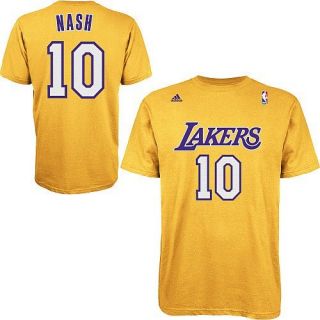  Nash Los Angeles Lakers Gold Jersey Name and Number T shirt: Clothing
