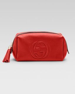 Gucci Soho Medium Leather Cosmetic Case, Red   Neiman Marcus