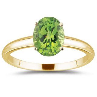 00 Cts Peridot Solitaire Ring in 14K Yellow Gold 3.0 Jewelry