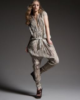 Roberto Cavalli Ruched Animal Print Silk Jumpsuit   Neiman Marcus