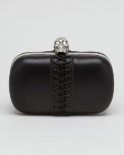 Alexander McQueen Lace Up Leather Skull Clasp Clutch Bag   Neiman