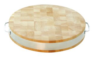 15in Thick Round Cutting Board w Steel Band by Towle Silversmiths Hard