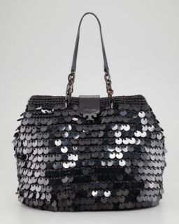 Tory Burch Fache Large Sequin Tote Bag, Black   