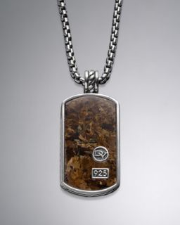 David Yurman Exotic Stone Tag Necklace, Bronzite, 22L   
