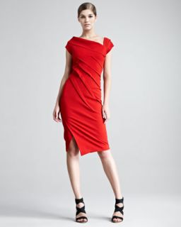 B20VX Donna Karan Structured Matte Jersey Cap Sleeve Dress