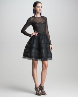 For Love & Lemons Devi Sheer Top Long Sleeve Dress   Neiman Marcus