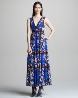 Jean Paul Gaultier Floral Print Tiered Maxi Dress   