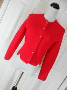 Vintage Tally HO Red Wool Sweater Gold Buttons Size 10 Pollak Import