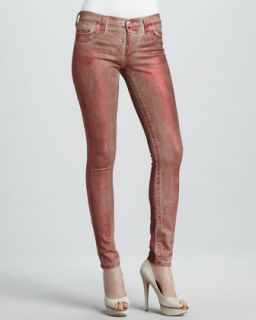 Hudson Krista Bone Velvet Super Skinny Jeans   