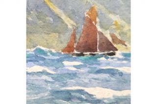 English School Maritime Sail Boat Watercolour Painting