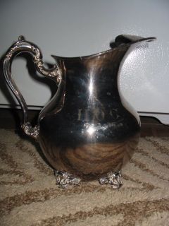 1932 VINTAGE EPC Poole Silver SILVER PLATE FOOTED WATER WINE PITCHER W