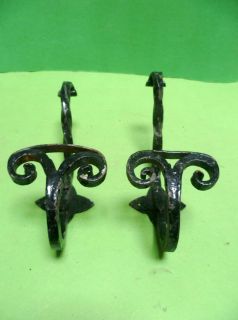 Pair of Old French Forged Coat Hat Hooks